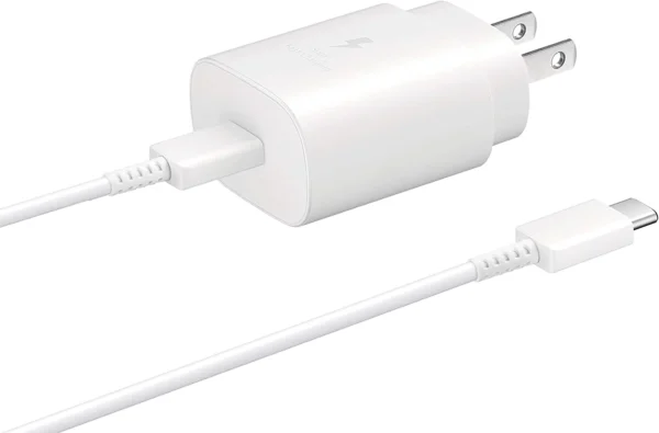 White Official Samsung 25W Original White Super Fast Charger Price Pakistan - US/JP Plug