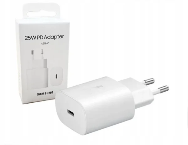 White Samsung 25W travel adapter PD Type-C Compatible for all samsung devices - EU Type